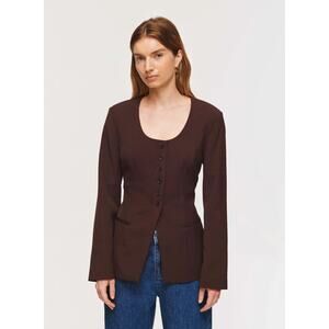 NWT | ALIGNE Daphne Scoop Neck Blazer Chocolate Brown | US Size 8